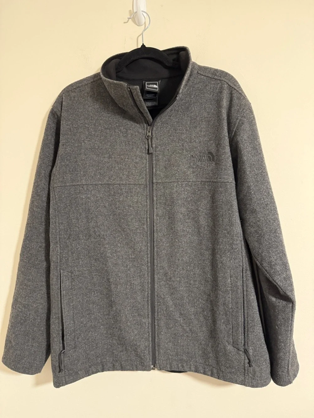 The North Face Men's wool blend Gray Full-Zip Jacket soft shell size Large